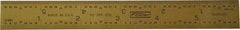 Fowler - 6" Long, 1/64, 1/32" and 0.5, 1mm Graduation, Rigid Steel Rule - English/Metric Graduation Style, 1/2" Wide, Yellow, Titanium Finish - All Tool & Supply