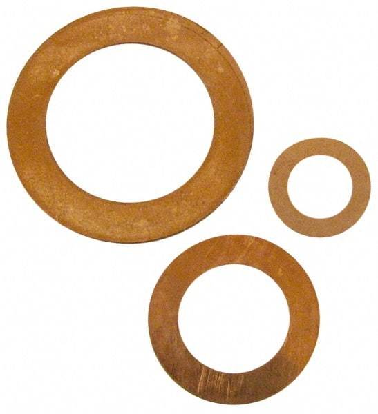 Made in USA - 0.005" Thick, 3/8" Inside x 5/8" OD, Round Shim - 5/16" Screw, Uncoated C-172 Copper - All Tool & Supply