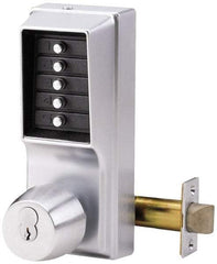 Kaba Access - 1-3/8 to 2-1/4" Door Thickness, Satin Chrome Pushbutton Knob Lockset - 2-3/4" Back Set - All Tool & Supply