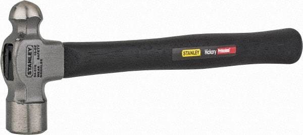 Stanley - 1 Lb Head High Carbon Steel Ball Pein Hammer - Hickory Handle, 14" OAL - All Tool & Supply