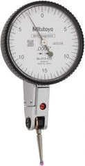 Mitutoyo - 0.03 Inch Range, 0.0005 Inch Dial Graduation, Horizontal Dial Test Indicator - 1.54 Inch White Dial, 0-15-0 Dial Reading, Accurate to 0.0005 Inch - All Tool & Supply