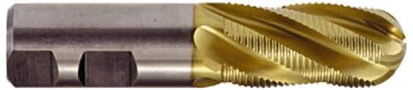 Hertel - 3/4" Diam, Fine Pitch, 1-5/8" LOC, 4 Flute Cobalt Roughing Ball End Mill - TiN Finish, 3-7/8" OAL, 3/4" Shank Diam, Single End, Centercutting, 30° Helix - All Tool & Supply