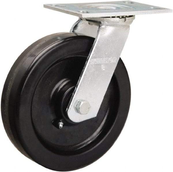 Hamilton - 8" Diam x 2" Wide x 9-1/2" OAH Top Plate Mount Swivel Caster - Phenolic, 900 Lb Capacity, Straight Roller Bearing, 4-1/2 x 6-1/4" Plate - All Tool & Supply