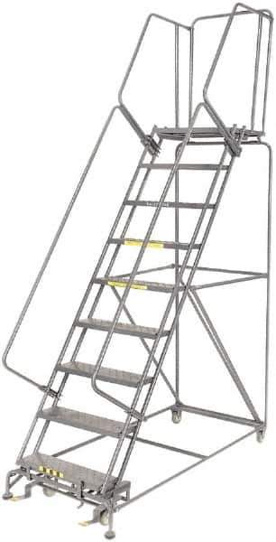 Ballymore - 123" 9 Step Ladder - 450 Lb Capacity, 90" Platform Height, 32" Base Width x 75" Depth, Heavy-Duty Serrated Grating - All Tool & Supply