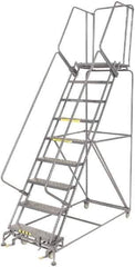 Ballymore - 123" 9 Step Ladder - 450 Lb Capacity, 90" Platform Height, 32" Base Width x 75" Depth, Heavy-Duty Serrated Grating - All Tool & Supply