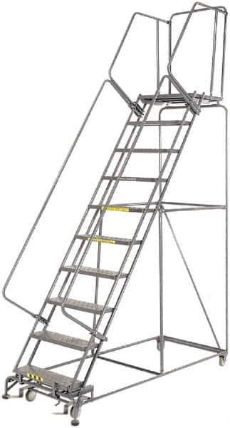 Ballymore - 133" 10 Step Ladder - 450 Lb Capacity, 100" Platform Height, 32" Base Width x 81" Depth, Expanded Metal Tread - All Tool & Supply