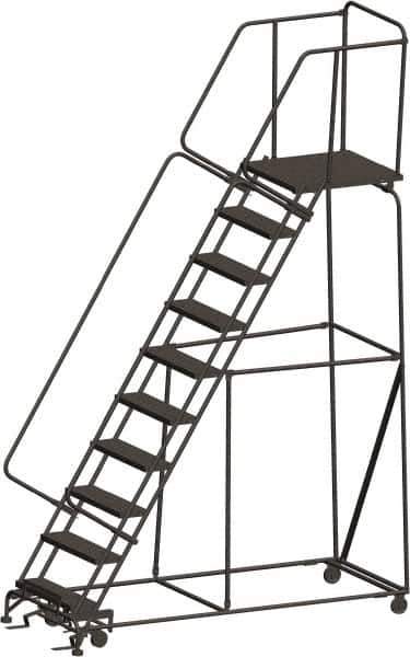 Ballymore - 133" 10 Step Ladder - 450 Lb Capacity, 100" Platform Height, 32" Base Width x 88" Depth, Expanded Metal Tread - All Tool & Supply