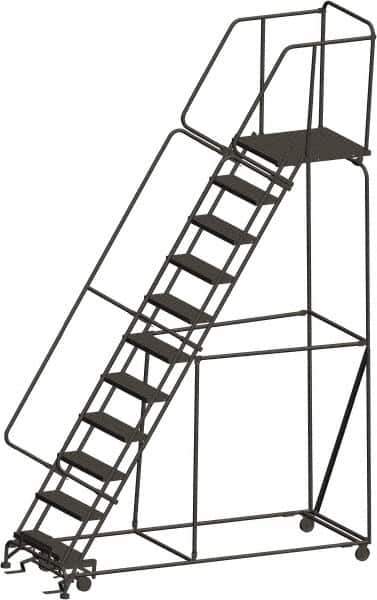 Ballymore - 143" 11 Step Ladder - 450 Lb Capacity, 110" Platform Height, 32" Base Width x 94" Depth, Expanded Metal Tread - All Tool & Supply