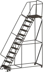 Ballymore - 153" 12 Step Ladder - 450 Lb Capacity, 120" Platform Height, 32" Base Width x 101" Depth, Heavy-Duty Serrated Grating - All Tool & Supply