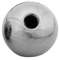 Gibraltar - 1/2-20 Thread, 1.88" Diam, Threaded Hole Ball Knob - Natural, Brass, Smooth Grip, 3/4" Hole Depth - All Tool & Supply