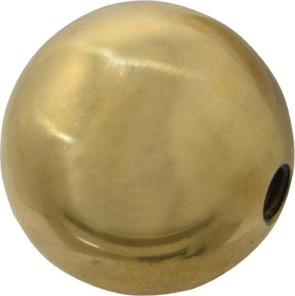 Gibraltar - 3/8-16 Thread, 1.88" Diam, Threaded Hole Ball Knob - Natural, Brass, Smooth Grip, 3/4" Hole Depth - All Tool & Supply