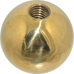 Gibraltar - 1/2-13 Thread, 1.88" Diam, Threaded Hole Ball Knob - Natural, Brass, Smooth Grip, 3/4" Hole Depth - All Tool & Supply