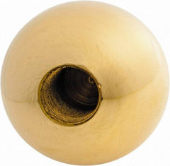 Gibraltar - 5/8-18 Thread, 1.88" Diam, Threaded Hole Ball Knob - Natural, Brass, Smooth Grip, 3/4" Hole Depth - All Tool & Supply