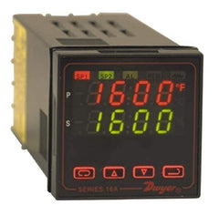 Dwyer - -350 to 4,208°F 1/16 DIN Temperature/Process Control - Dual 4-Digit LCD Display, Fuzzy Logic PID Control, 100-240 VAC/VDC - All Tool & Supply