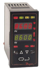 Dwyer - -350 to 3,200°F 1/8 DIN Temperature/Process Control - Dual 4-Digit LCD Display, Fuzzy Logic PID Control, 100-240 VAC/VDC - All Tool & Supply