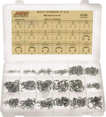 Made in USA - 565 Piece, 1/8 to 3/4", Steel, E Style External Retaining Ring Assortment - Includes Compartmented Case - All Tool & Supply