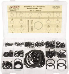 Made in USA - 444 Piece, 1/4 to 3", SpRing Assortment Steel, Snap External Retaining Ring Assortment - Includes Compartmented Case - All Tool & Supply