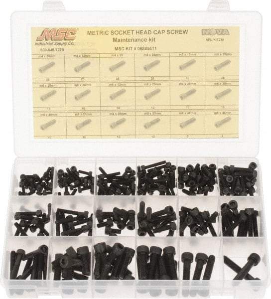 Value Collection - 255 Piece Steel Socket Head Cap Screws - M4 to M8 Thread - All Tool & Supply