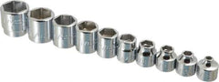 Proto - 10 Piece 3/8" Drive Standard Socket Set - 6 Points, 3/16 to 3/4", Inch Measurement Standard - All Tool & Supply