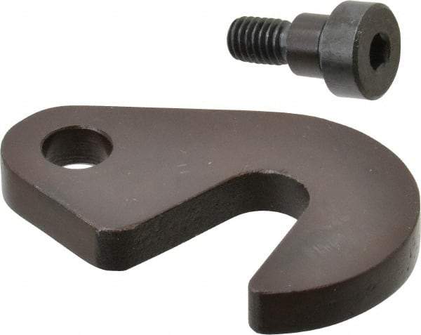 Made in USA - 21/32" Slot ID, 1-1/2" Slot to Bolt Hole Length, 3/8" Thick, Case Hardened Steel Swing C Washer - 9/16" Bolt Hole to Small End Radius, 1-1/8" Slot to Large End Radius, 1/2" Bolt Hole ID, 3/8" Shoulder Bolt, Black Oxide Finish - All Tool & Supply