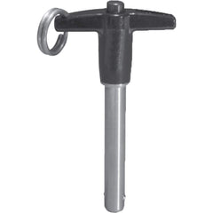 Ball Grip Quick-Release Pin: T-Handle, 1/4″ Pin Dia, 3/4″ Usable Length 2.02″ OAL, 17-4 Stainless Steel, Aluminum Handle