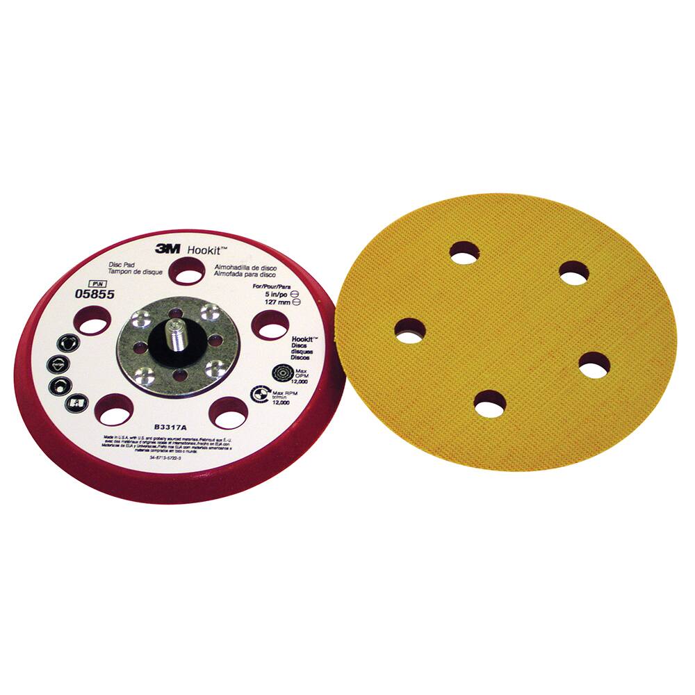 3M - Disc Backing Pads; Backing Pad Type: Hook & Loop ; Pad Diameter (Inch): 5 ; Maximum RPM: 12000.000 - Exact Industrial Supply