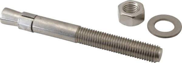 Red Head - 3/4" Diam, 3/4" Drill, 7" OAL, 3-3/16" Min Embedment Wedge Expansion Concrete Anchor - 304 Stainless Steel, Hex Nut Head, Hex Drive, 3-1/2" Thread Length - All Tool & Supply