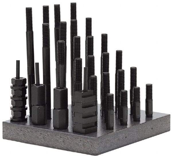 Gibraltar - 38 Piece, 5/8-11 Stud, 13/16" T Slot, T Nut & Stud Kit - 1-1/4" T-Slot Nut Width, 3, 4, 5, 6, 7, 8" Stud Lengths - All Tool & Supply