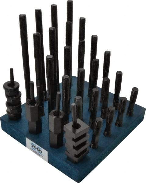 TE-CO - 38 Piece, 1/2-13 Stud, 5/8" T Slot, T Nut & Stud Kit - 1" T-Slot Nut Width, 3, 4, 5, 6, 7, 8" Stud Lengths - All Tool & Supply