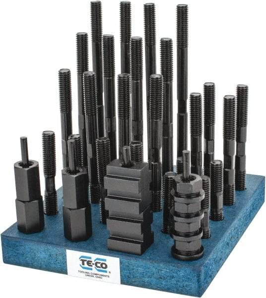 TE-CO - 38 Piece, 1/2-13 Stud, 11/16" T Slot, T Nut & Stud Kit - 1-1/8" T-Slot Nut Width, 3, 4, 5, 6, 7, 8" Stud Lengths - All Tool & Supply