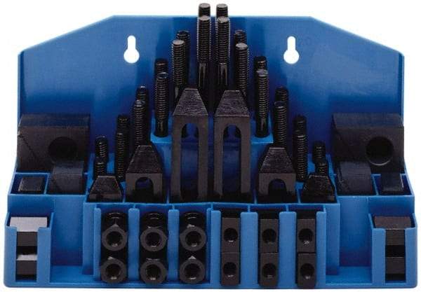 TE-CO - 52 Piece Fixturing Step Block & Clamp Set with 1" Step Block, 3/4" T-Slot, 5/8-11 Stud Thread - 1-1/4" Nut Width, 3, 4, 5, 6, 7 & 8" Stud Lengths - All Tool & Supply