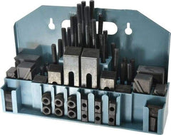 Value Collection - 52 Piece Fixturing Step Block & Clamp Set with 1" Step Block, 7/16" T-Slot, 3/8-16 Stud Thread - 11/16" Nut Width, 3, 4, 5, 6, 7 & 8" Stud Lengths - All Tool & Supply