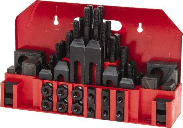 Value Collection - 52 Piece Fixturing Step Block & Clamp Set with 1" Step Block, 9/16" T-Slot, 1/2-13 Stud Thread - 7/8" Nut Width, 3, 4, 5, 6, 7 & 8" Stud Lengths - All Tool & Supply