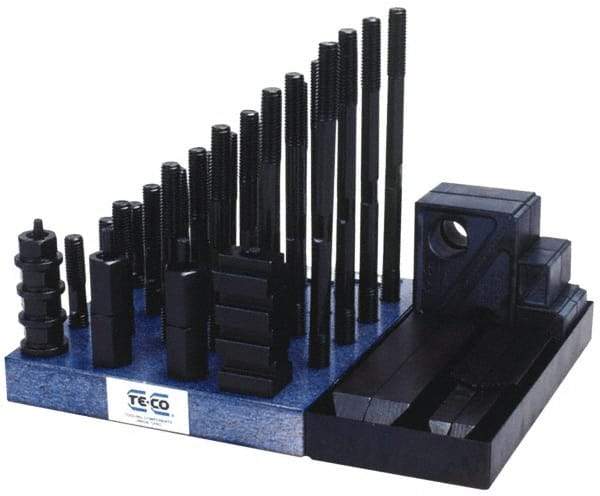 Gibraltar - 50 Piece Fixturing Step Block & Clamp Set with 1" Step Block, 3/4" T-Slot, 5/8-11 Stud Thread - 1-1/4" Nut Width, 3, 4, 5, 6, 7 & 8" Stud Lengths - All Tool & Supply