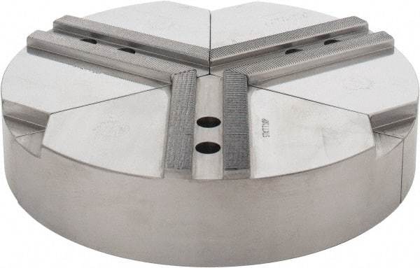 Abbott Workholding Products - 10" & Up Chuck Capacity, 1.5mm x 60° Serrated Attachment, Round Soft Lathe Chuck Jaw - 3 Jaws, Steel, 1.1811" Btw Mount Hole Ctrs, 10" Wide x 2" High, 0.6299" Groove, 0.4724" & 12mm Fastener - All Tool & Supply