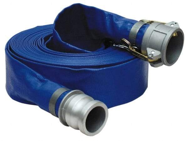 Alliance Hose & Rubber - -5 to 130°F, 2" Inside x 2" Outside Diam, PVC Liquid Suction & Discharge Hose - Blue, 50' Long, 80 psi Working Pressure - All Tool & Supply