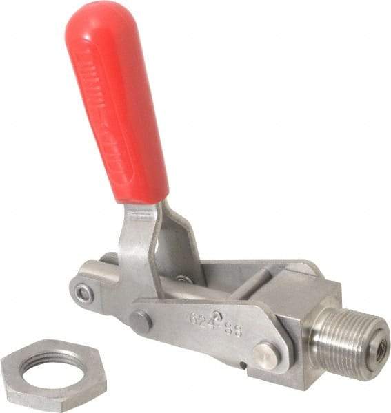 De-Sta-Co - 700 Lb Load Capacity, Mounting Plate Base, Stainless Steel, Standard Straight Line Action Clamp - 0.62" Plunger Diam, Straight Handle - All Tool & Supply