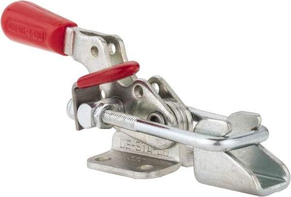 De-Sta-Co - 360 Lb Capacity, Horizontal, U Hook, Flanged Base, Carbon Steel Pull Action Latch Clamp - 1.18" Drawing Movement, 3.88" OAL, Threaded U Hook, Straight Handle - All Tool & Supply