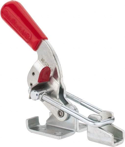 De-Sta-Co - 720 Lb Capacity, Horizontal, U Hook, Flanged Base, Carbon Steel Pull Action Latch Clamp - 1-3/4" Drawing Movement, 6.07" OAL, Threaded U Hook, Straight Handle - All Tool & Supply