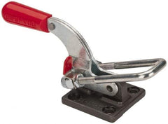 De-Sta-Co - 4,000 Lb Capacity, Horizontal, U Hook, Flanged Base, Carbon Steel Pull Action Latch Clamp - 3-1/2" Drawing Movement, 10.19" OAL, Threaded U Hook, Straight Handle - All Tool & Supply