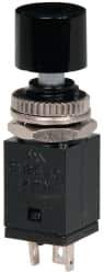 GC/Waldom - 0.315 Inch Mount Hole, Miniature Pushbutton Switch Only - Round, Black Pushbutton, Nonilluminated, Maintained (MA), On-On - All Tool & Supply