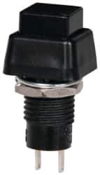 GC/Waldom - 0.4 Inch Mount Hole, Miniature Pushbutton Switch Only - Square, Black Pushbutton, Nonilluminated, Momentary (MO), Off-On - All Tool & Supply