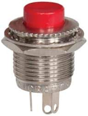 GC/Waldom - 0.469 Inch Mount Hole, Miniature Pushbutton Switch Only - Round, Red Pushbutton, Nonilluminated, Momentary (MO), On-Off - All Tool & Supply