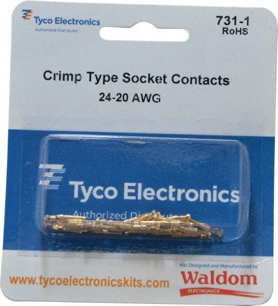 Tyco/Amp - 25 Piece, Socket Contact Connector Kit - 24 to 20 AWG Compatible Wire Size - All Tool & Supply