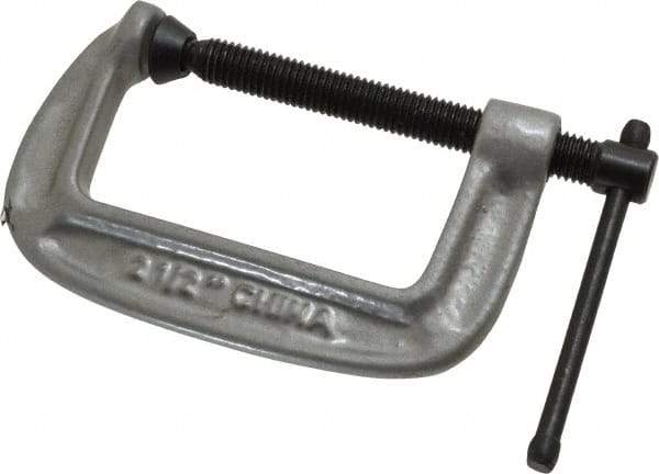 Gibraltar - Light-Duty 2-1/2" Max Opening, 1-7/16" Throat Depth, Cast Iron Standard C-Clamp - 600 Lb Capacity, 0" Min Opening, Standard Throat Depth, Malleable Cast Iron Screw - All Tool & Supply