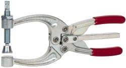 De-Sta-Co - 3113.76 N Load Capacity, 2.72" Throat Depth, 8.51" OAL, Carbon Steel, C Style Plier Clamp - 4.16" Max Jaw Capacity, M10x1.5 Spindle, 4.16" Open Throat Height, Red Handle, Spindle End - All Tool & Supply