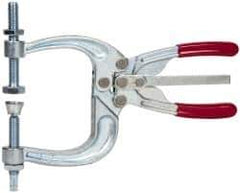 De-Sta-Co - 3113.76 N Load Capacity, 2.72" Throat Depth, 8.51" OAL, Carbon Steel, C Style Plier Clamp - 4.65" Max Jaw Capacity, M10x1.25 Spindle, 4.65" Open Throat Height, Red Handle, Spindle End - All Tool & Supply