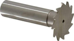 Made in USA - 1-1/8" Diam x 3/64" Face Width, High Speed Steel, 16 Teeth, Shank Connection Woodruff Keyseat Cutter - Uncoated, 2-3/16" OAL x 1/2" Shank, Straight Teeth - All Tool & Supply