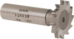 Made in USA - 1-1/8" Diam x 1/8" Face Width, High Speed Steel, 16 Teeth, Shank Connection Woodruff Keyseat Cutter - Uncoated, 2-3/16" OAL x 1/2" Shank, Straight Teeth - All Tool & Supply