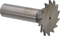 Made in USA - 1-1/4" Diam x 1/16" Face Width, High Speed Steel, 18 Teeth, Shank Connection Woodruff Keyseat Cutter - Uncoated, 2-3/16" OAL x 1/2" Shank, Straight Teeth - All Tool & Supply